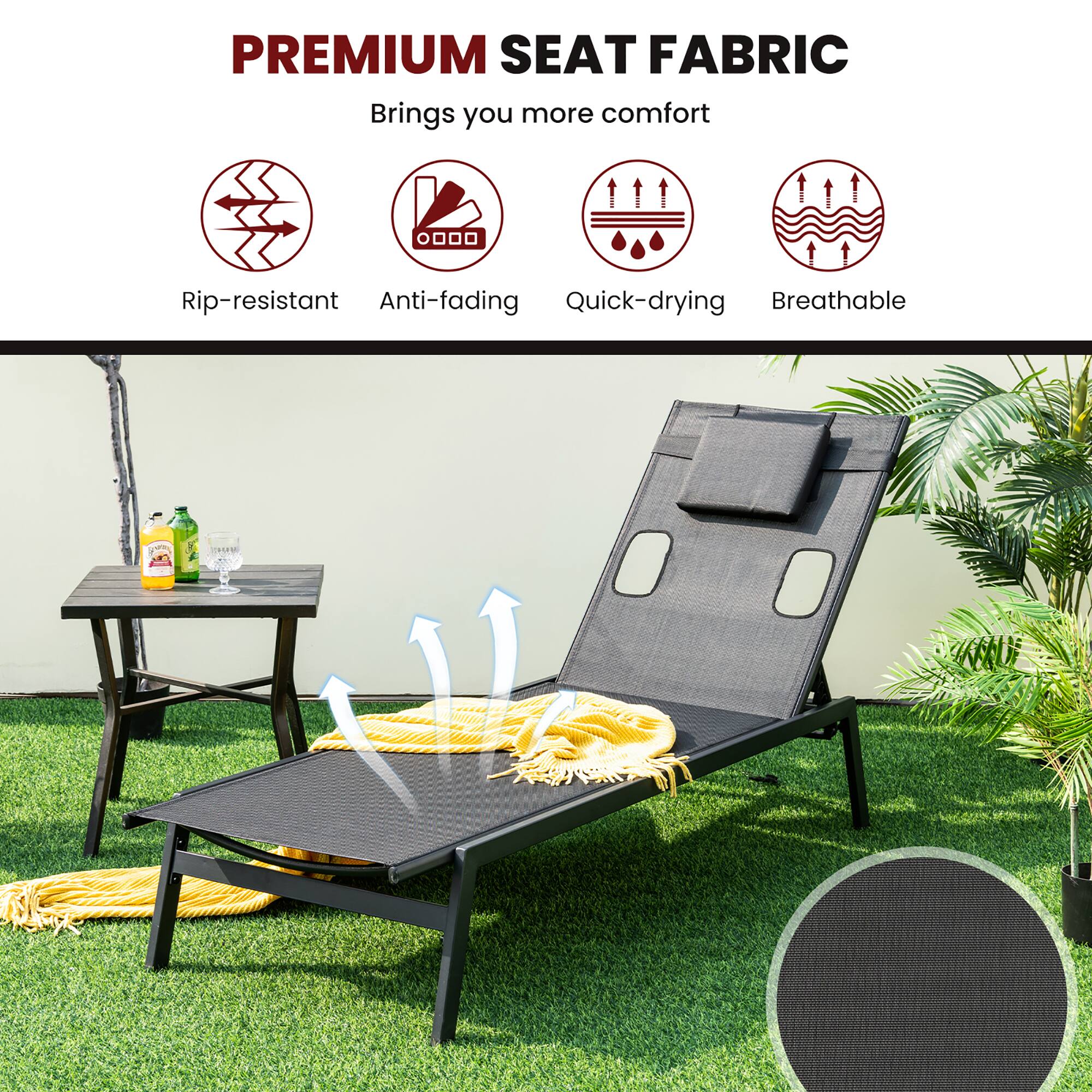 PREMIUM SEAT FABRIC
Brings you more comfort
Rip-resistant
Anti-fading
Quick-drying
Breathable