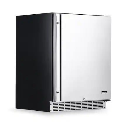 Front. NewAir - 24" 160-Can Outdoor Refrigerator Built-In/Freestanding Beverage Fridge - Stainless steel.