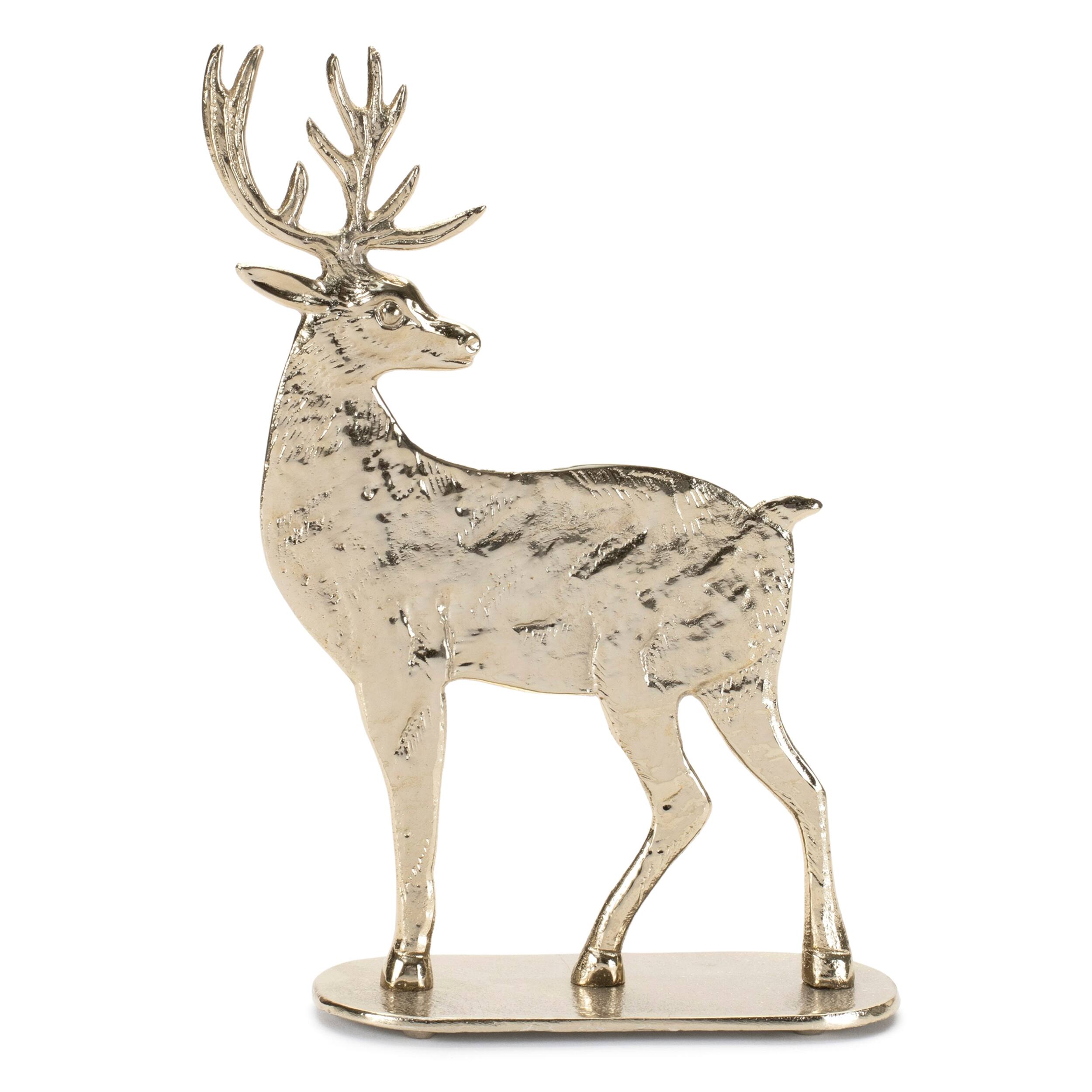 Angle. BreeBe - Metal Deer Decor (Set of 2) - Gold.