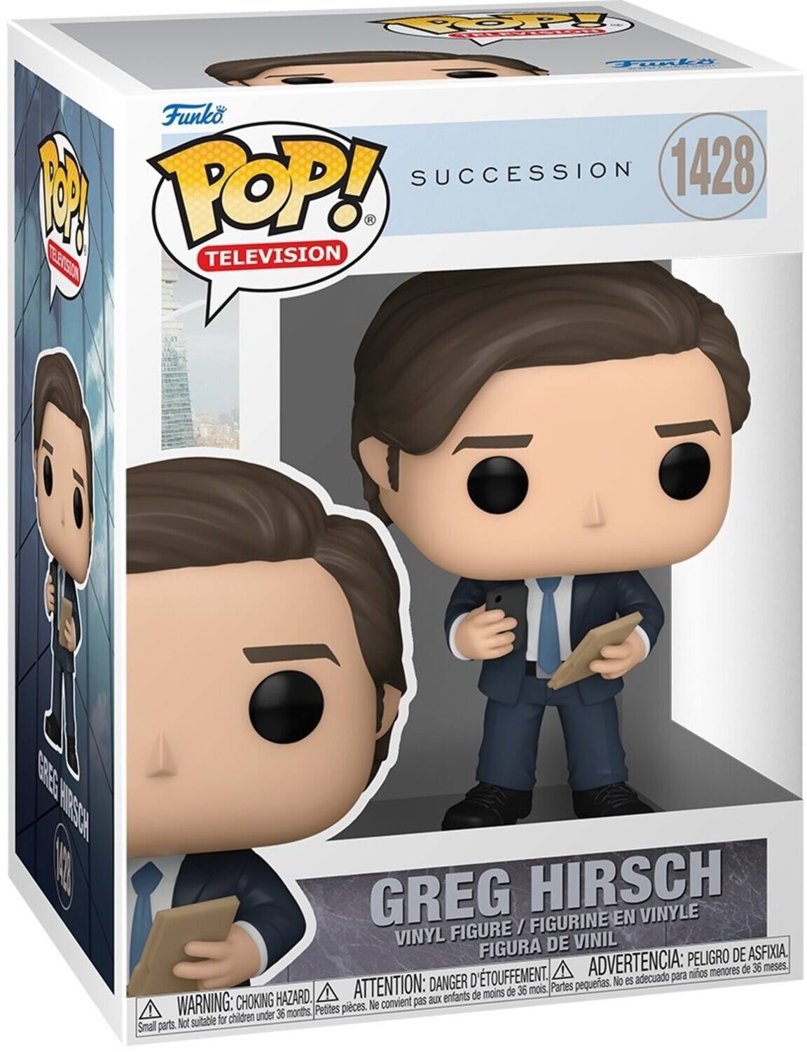 Funko POP! SUCCESSION 1428 H TELEVISION GREG HIRSCH VINYLE / FIGURINE EN VINYL FIGURE VINIL FIGURA DE ASFIXIA. ADVERTENCIA: PELIGRO DE menores de 36 meses. TOUFFEMENT. adecuado para nios ATTENTION: DANGER D Partes pequeas. No es de moins de 36 mois. CHOKING HAZARD. WARNING: under 36 months. Petites pieces. Ne Not suitable for children Small parts.