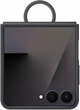 Front. Samsung - Samsung SAMSCR-Z Flip7 Silicone Case with Ring Black - Black.