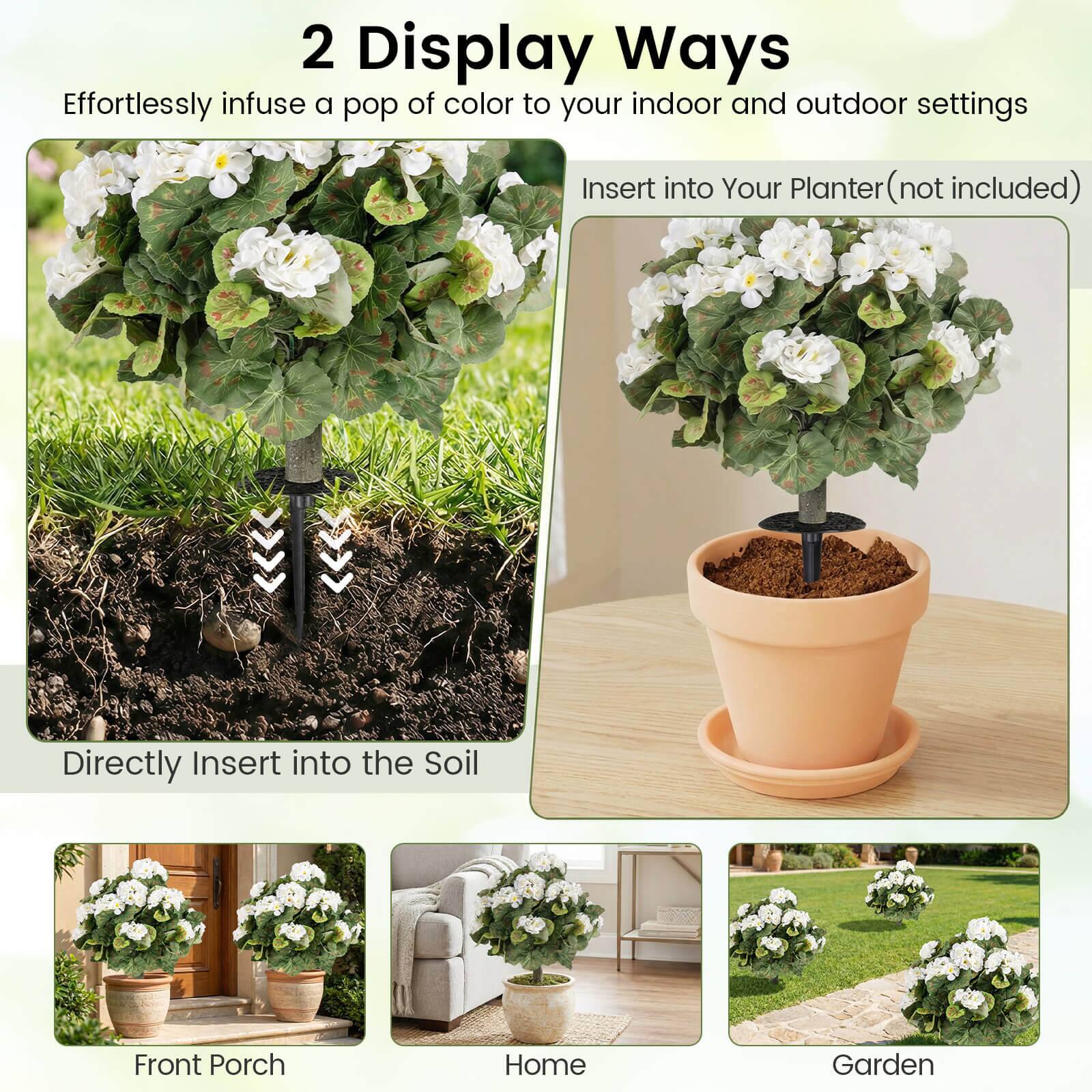 2 Display Ways

Effortlessly infuse a pop of color to your indoor and outdoor settings

- Insert into Your Planter (not included)
- Directly Insert into the Soil

Front Porch
Home
Garden