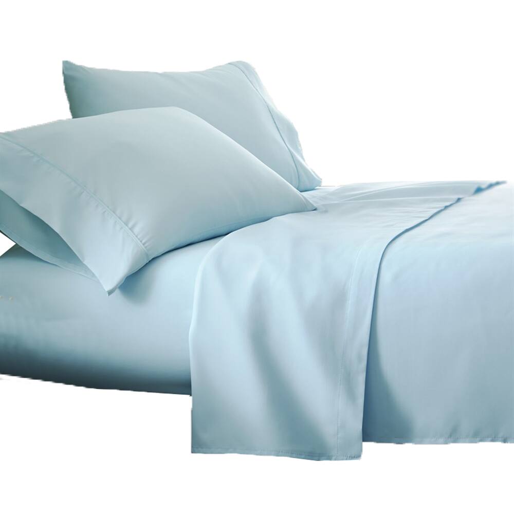 Plazatex - Luxurious Ultra Soft 100% Cotton Moisture Wicking Solid Color 4 Pieces Sheet Set Full - Blue