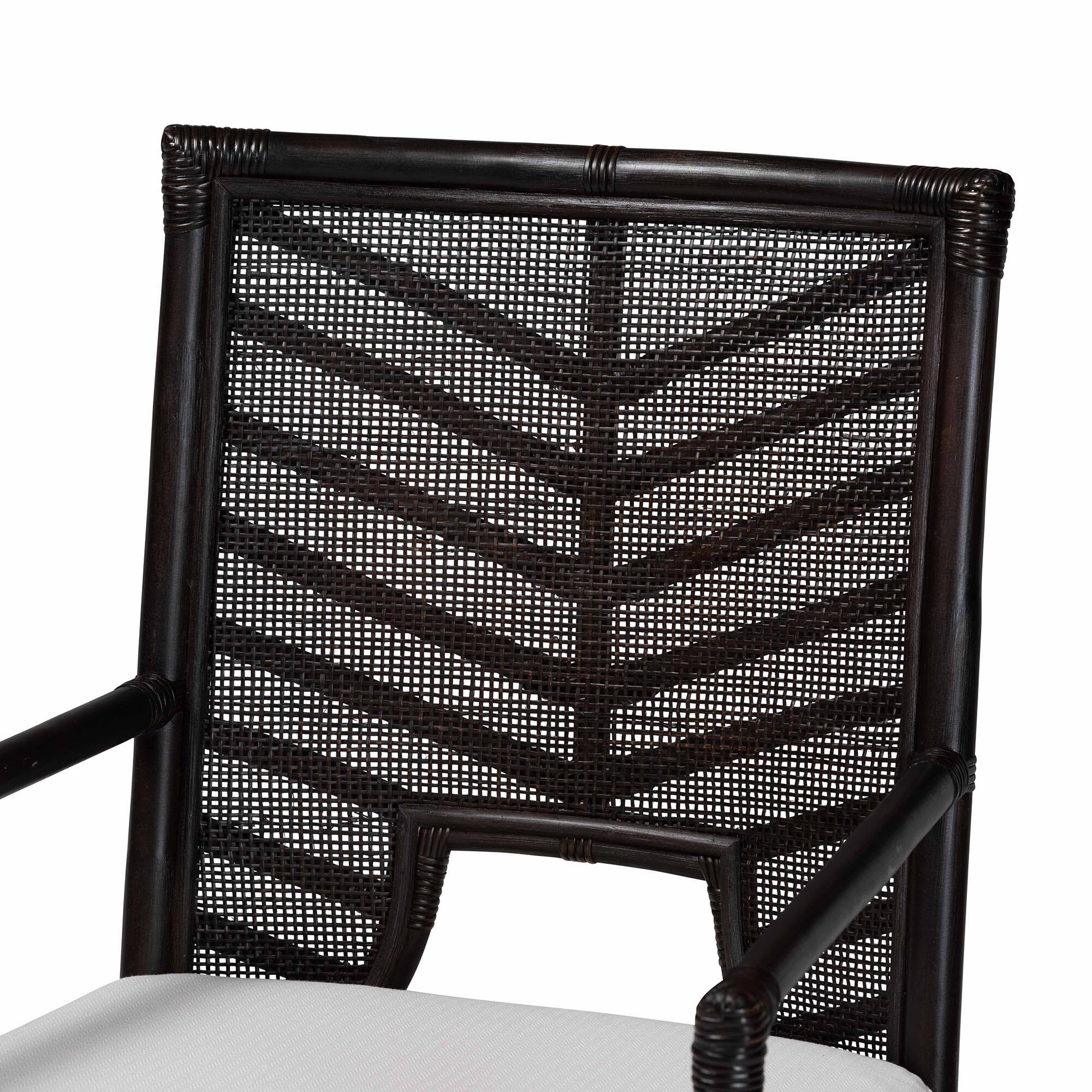 Alt View 1. bali & pari - Oscar Natural Rattan Dining Chair - Handwoven Wicker Accent Chair with Chevron Back and Armrests - Espresso.