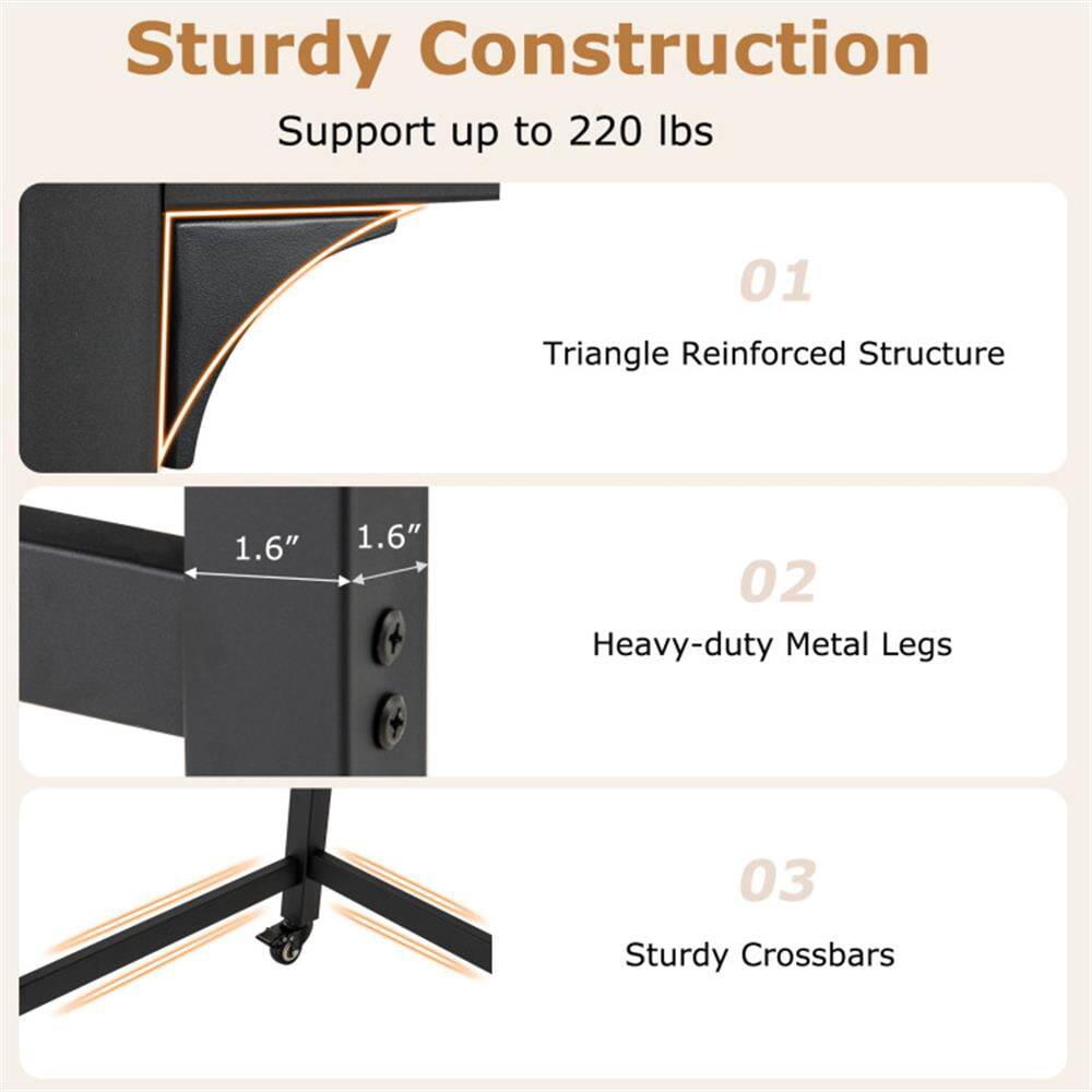 Sturdy Construction  
Support up to 220 lbs  

01 Triangle Reinforced Structure  
1.6" 1.6"  

02 Heavy-duty Metal Legs  

03 Sturdy Crossbars