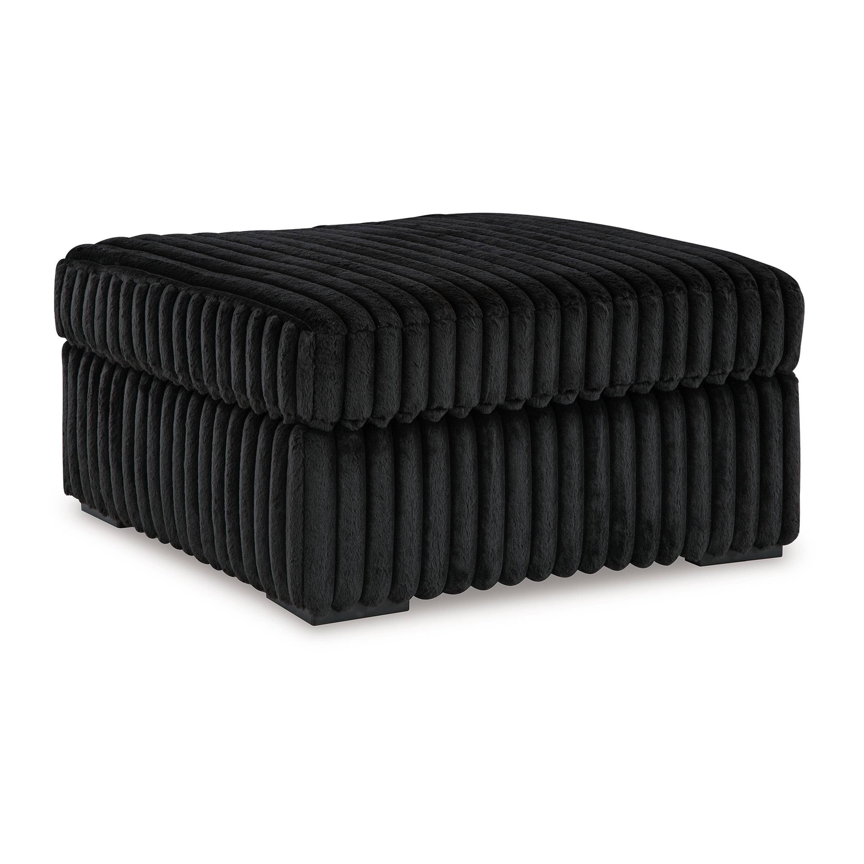 Front. Manhattan Lane - Addy Oversized Square Ottoman, Black Jumbo Corduroy Polyester, 39 Inch - Onyx Black.