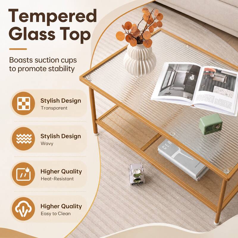 Tempered Glass Top  
Boasts suction cups to promote stability  
Stylish Design Transparent  
Stylish Design Wavy  
Higher Quality Heat-Resistant  
Higher Quality Easy to Clean