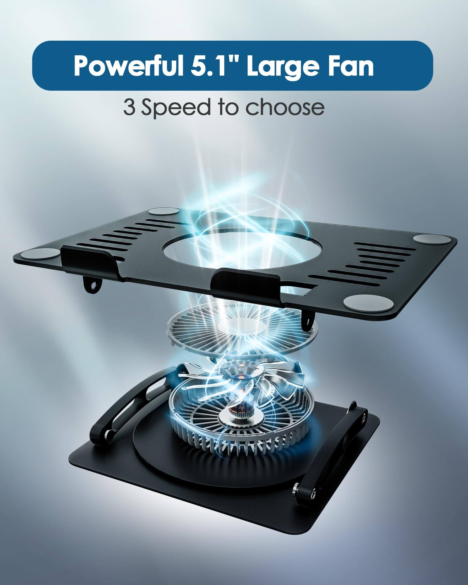 Powerful 5.1" Large Fan  
3 Speed to choose