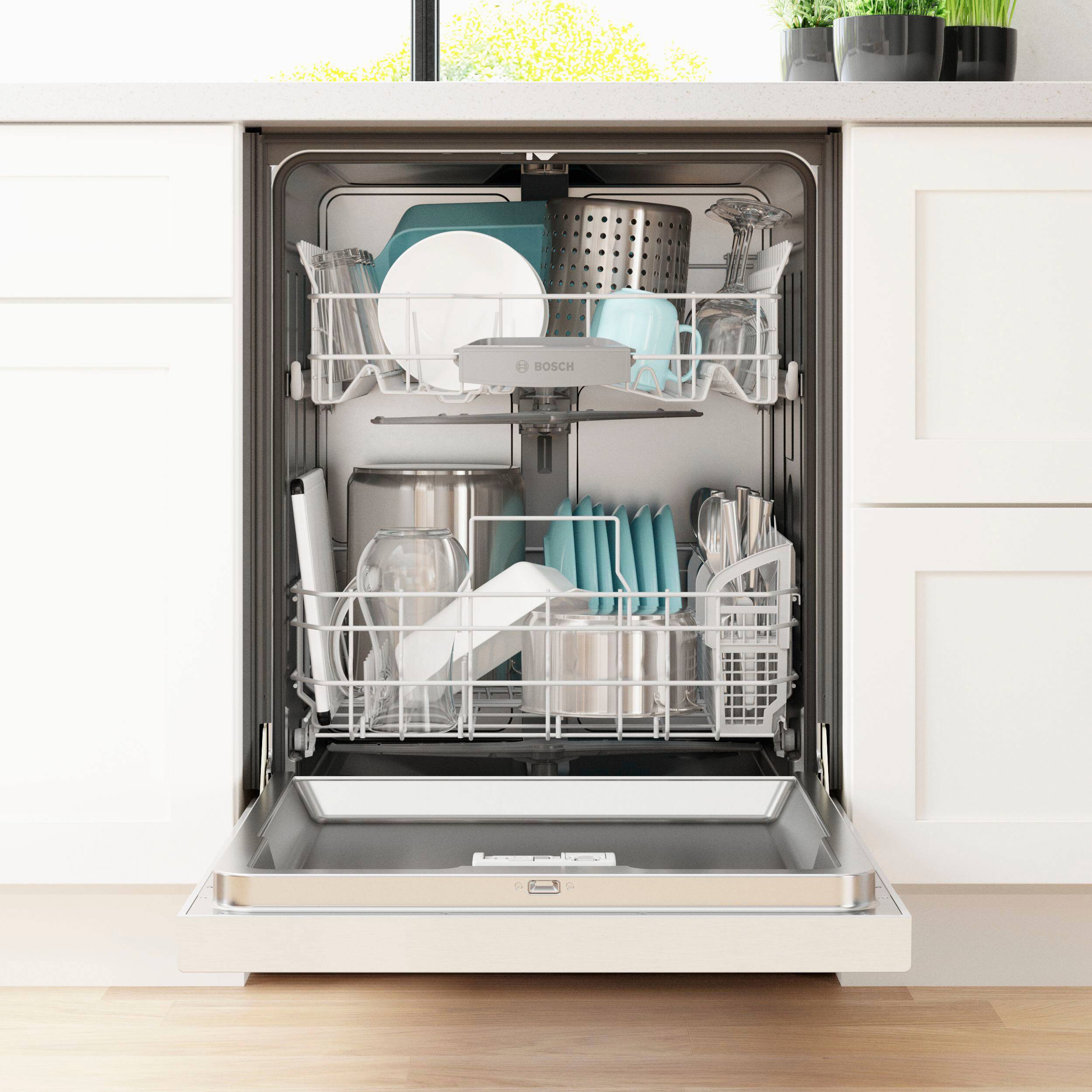 Alt View 28. Bosch - 100 Series 24" Front Control Smart Built-In Stainless Steel Tub Dishwasher with PrecisionWash, 48 dBA - Stainless steel.