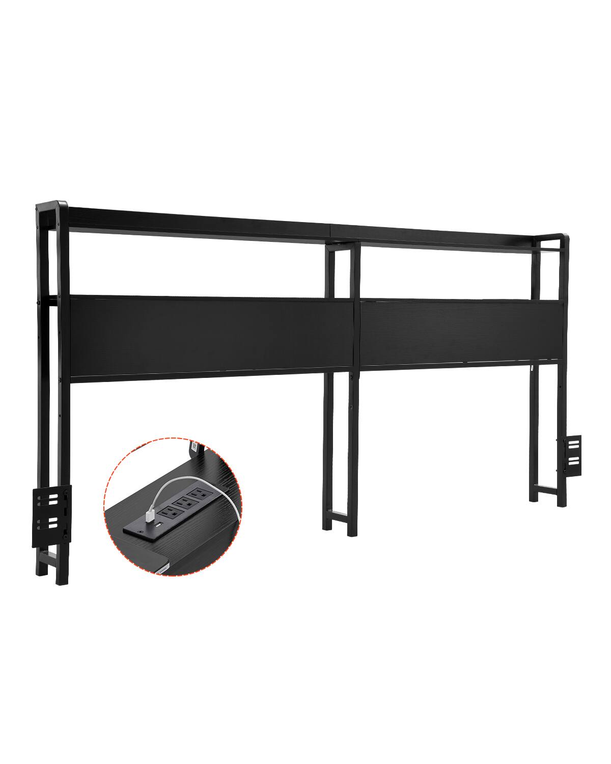 Front. VEVOR - Headboard for King Size Bed, Adjustable Height Headboard with 2 Shelves Storage, Freestanding Head Board - Black.
