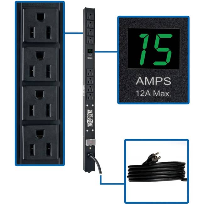 Eaton Tripp Lite Series 1.5kW Single-Phase Local Metered PDU, 100-127V Outlets (8 5-15R), 5-15P, 15 ft. (4.57 m) Cord - Unknown price history on PriceWatchPro