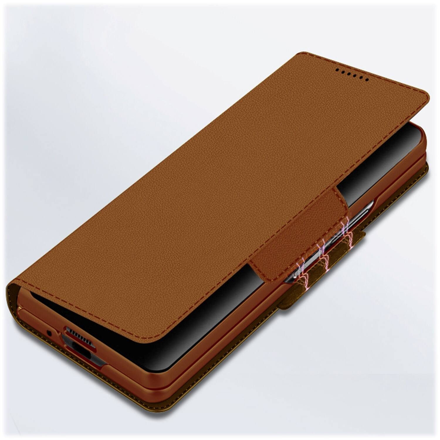 Alt View 13. SaharaCase - Folio Wallet Case for Samsung Galaxy Z Fold4 - Brown.