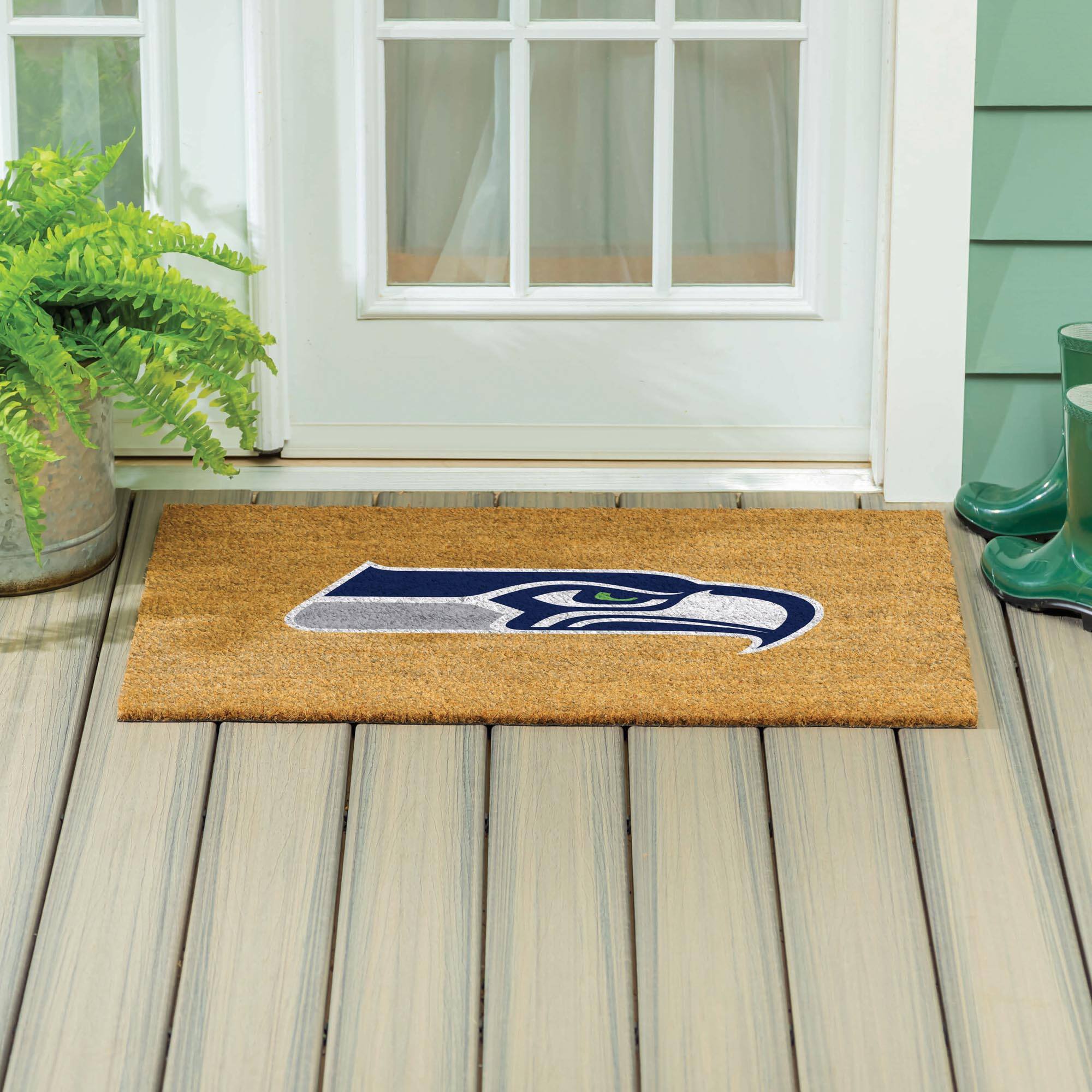 Alt View 3. Evergreen Enterprises - Seattle Seahawks 24" x 36" Outdoor Team Logo Coir Mat - Brown.