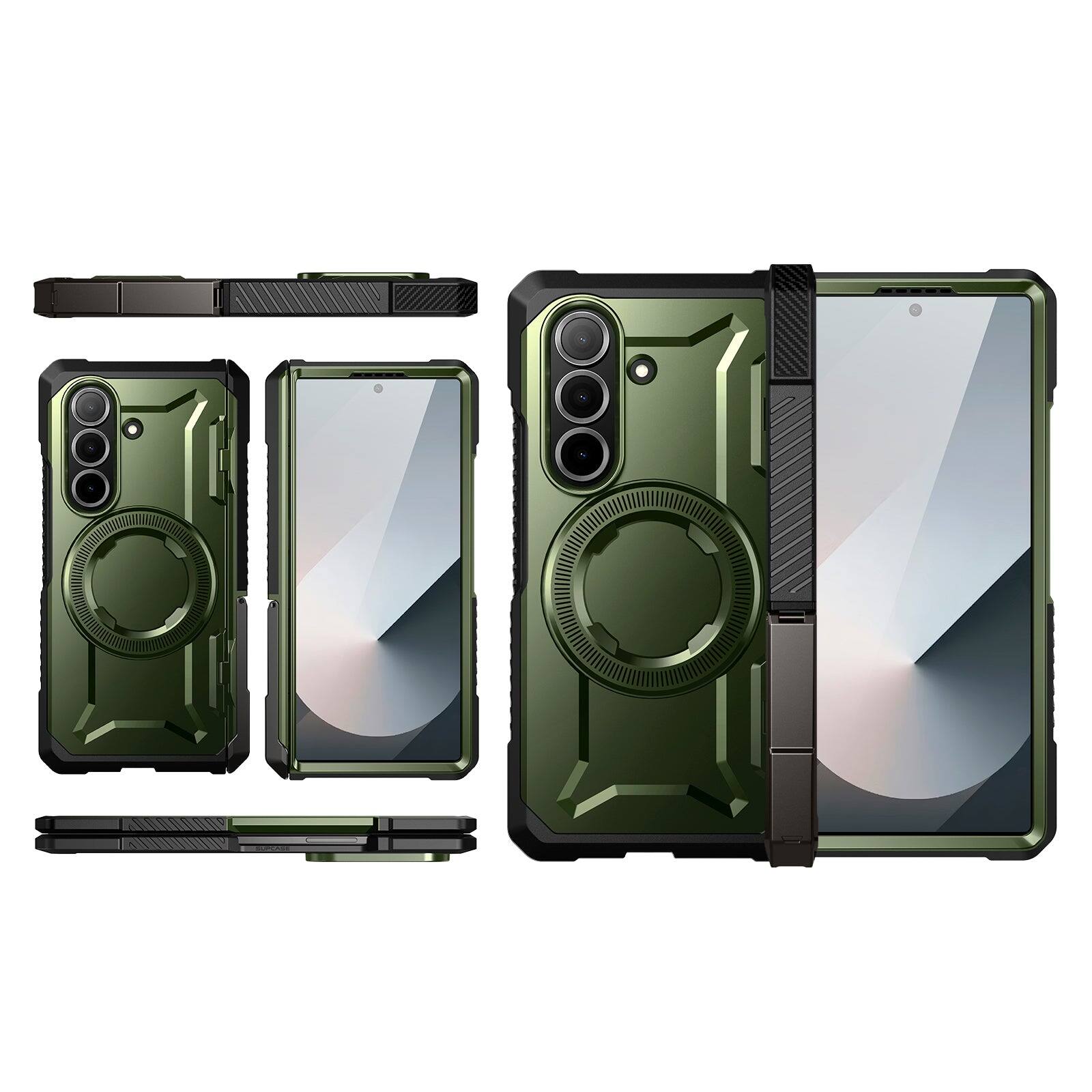 Alt View 6. SUPCASE - Galaxy Z Fold7 UB Grip MagSafe Case - Dark Green - Dark Green.