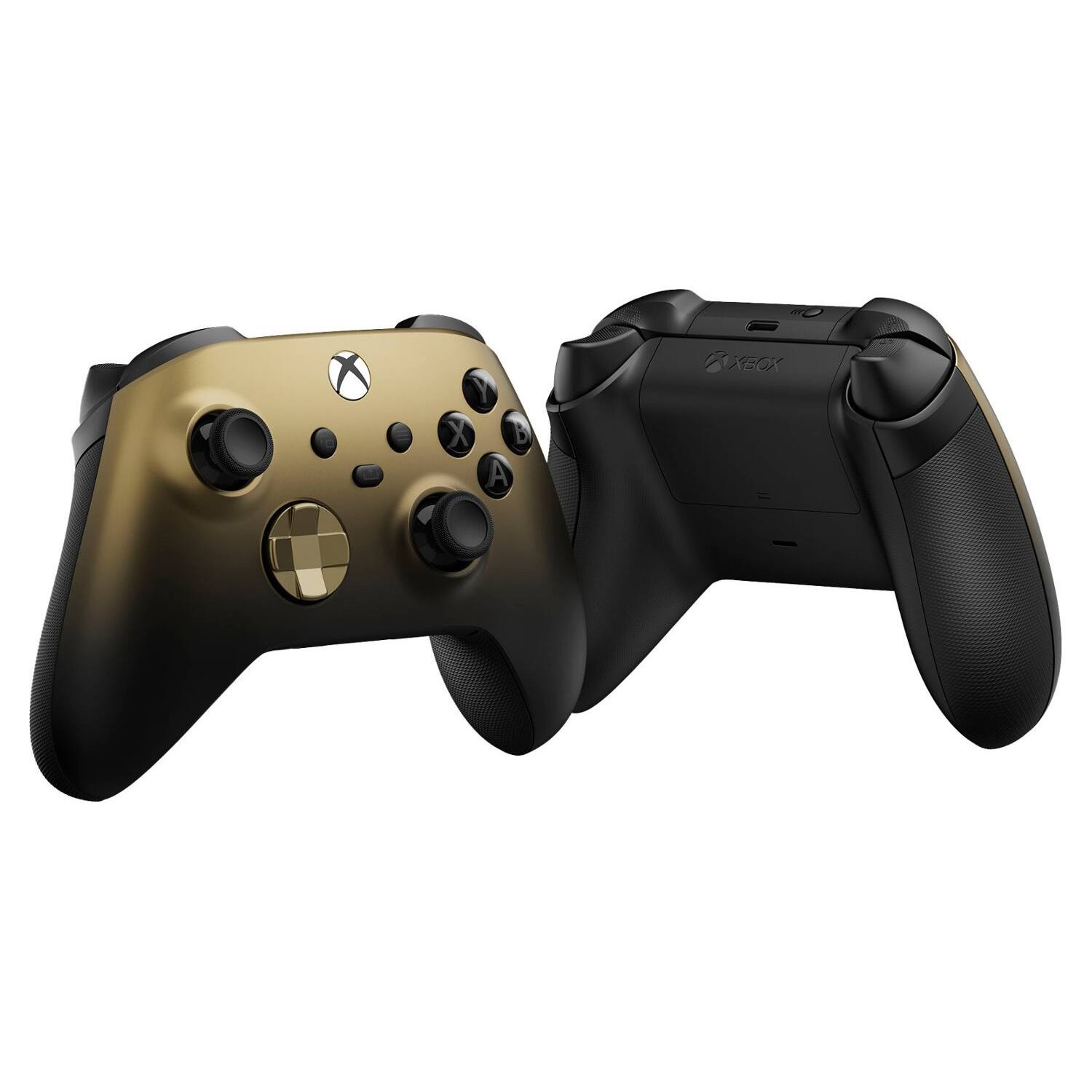 Left. Microsoft - Xbox Wireless Controller for Series X, Series S, Windows with MightySkins Custom Skin Code - Gold Shadow - Gold Shadow.