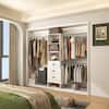 Front. Aheaplus - 96-inch Closet System: 3 Hanging Rods & 3 Wooden Drawers, Adjustable for 5-8FT Walk-in Wardrobe - White.