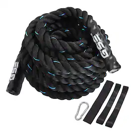 GSE Games & Sports Expert - 1.5" Diameter Battle Rope, Workout Battle Ropes for Home Gym & Outdoor (30FT) - Blue