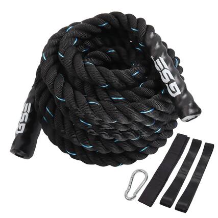 Front. GSE Games & Sports Expert - 1.5" Diameter Battle Rope, Workout Battle Ropes for Home Gym & Outdoor (30FT) - Blue.