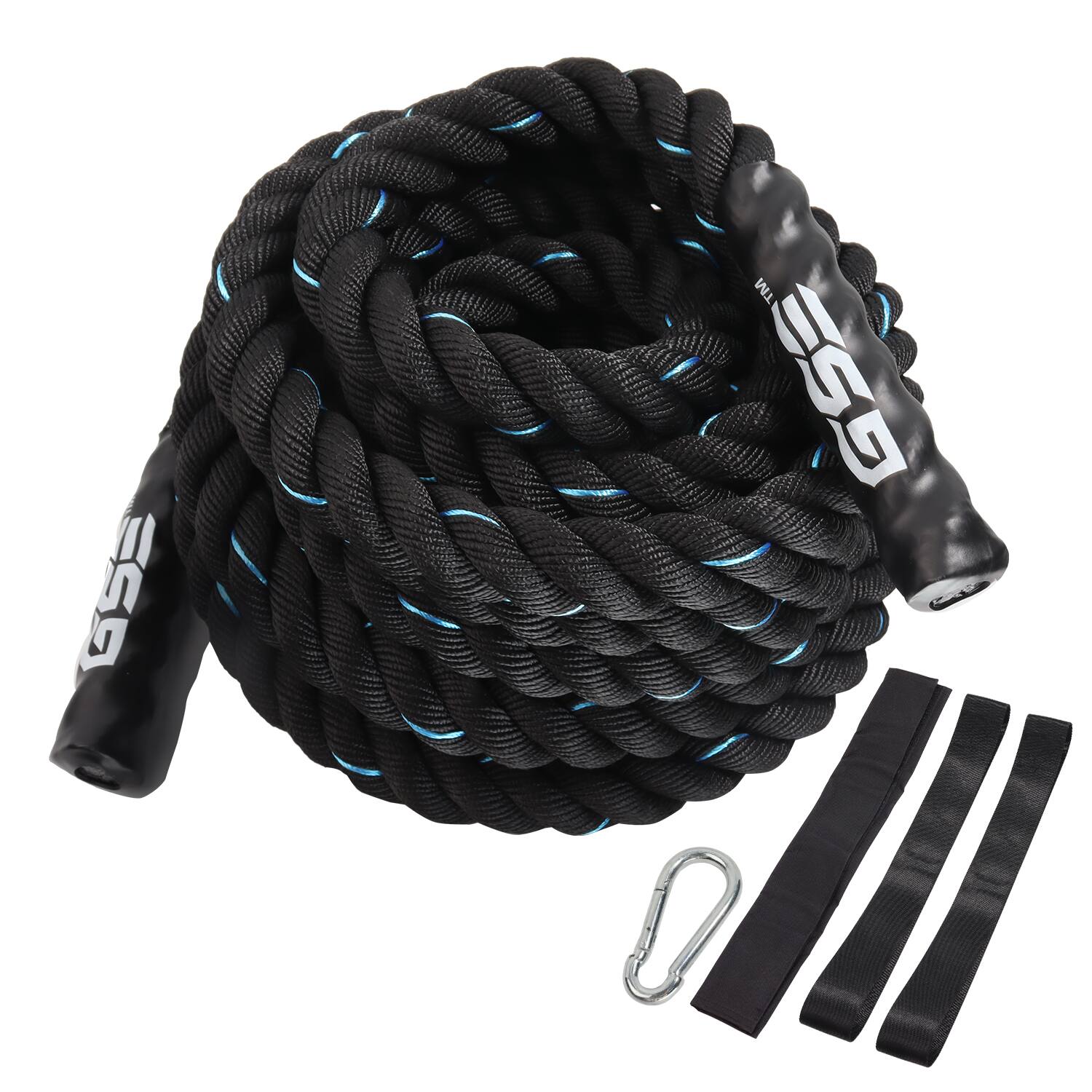 GSE Games & Sports Expert - 1.5" Diameter Battle Rope, Workout Battle Ropes for Home Gym & Outdoor (30FT) - Blue