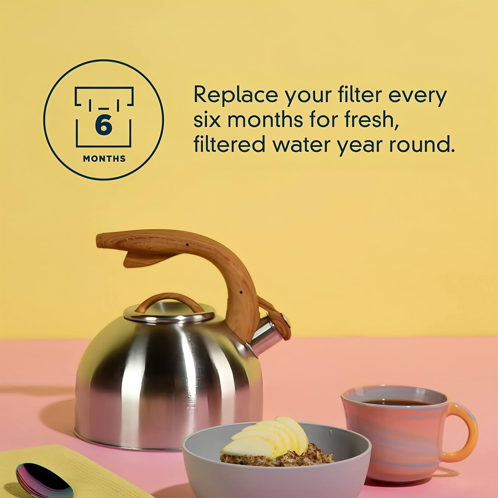 Replace your filter every six months for fresh, filtered water year round.