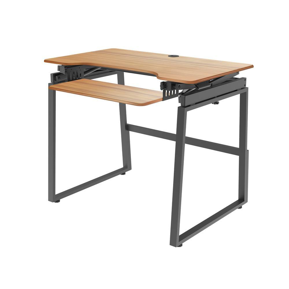 Alt View 5. Rocelco - 40" Mobile Large Height Adjustable Standing Desk - Brown.