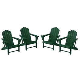 WestinTrends - Highland Outdoor Patio HDPE Adirondack Chairs With Cup Holders (Set of 4) - Dark Green