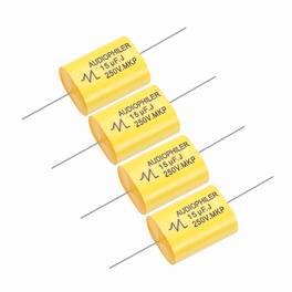 Unique Bargains - 4pcs 15uF High-Frequency Divider Capacitor, 251V Audio Speaker Crossover Non-Polarity Polypropylene MKP Film Capacitors - Yellow
