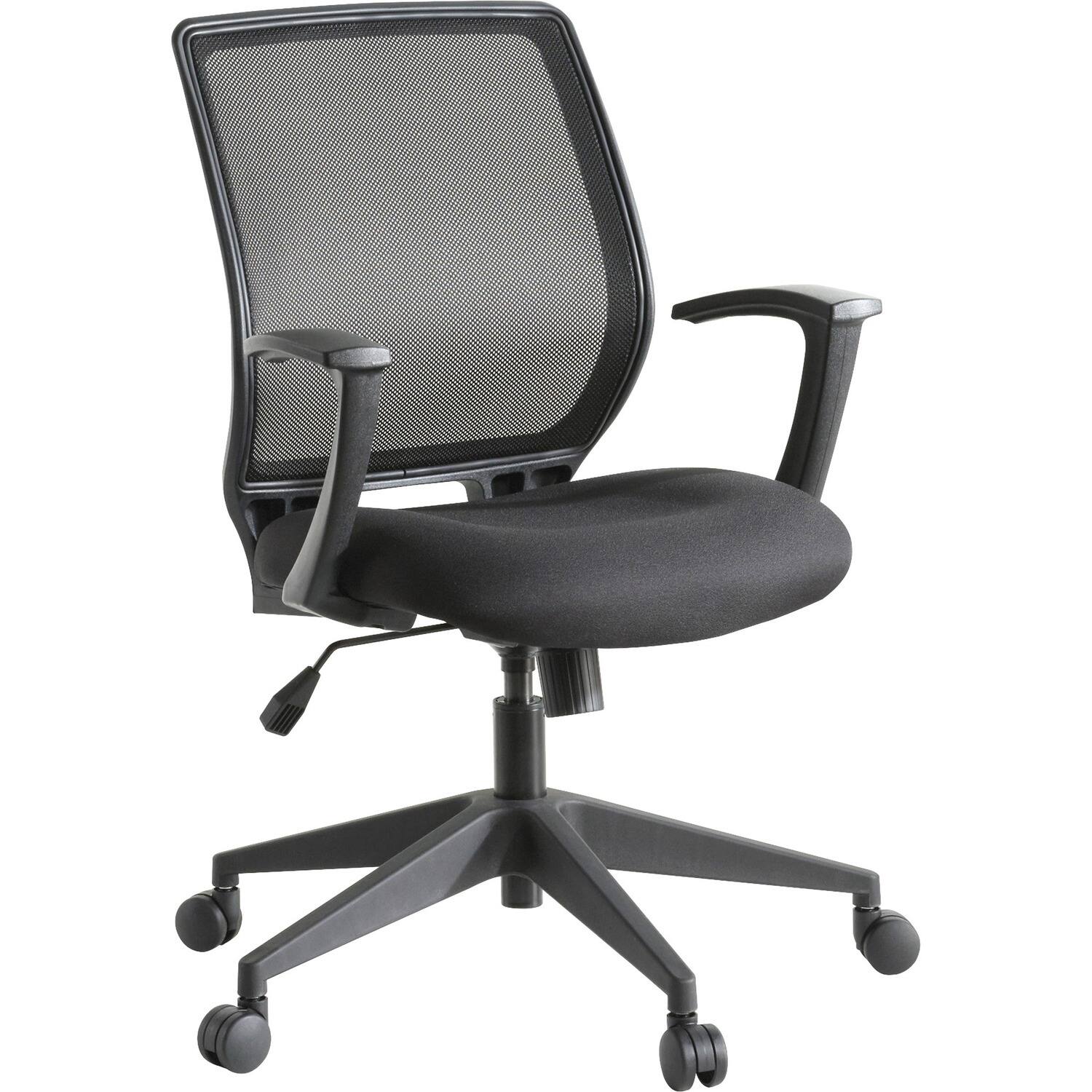 Front. Lorell - Lorell Executive Mid-back Work Chair - Black Seat Color - 5-star Base - Black - 1 Each - Black.