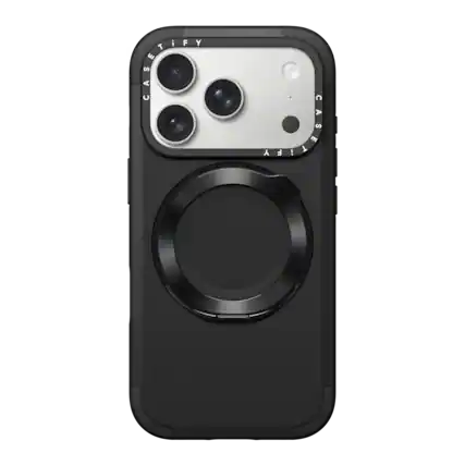 Front. CASETiFY - Force Stand Case MagSafe Compatible for Apple iPhone 18 Pro and 17 Pro Devices - Black.