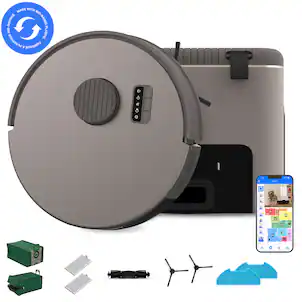 bObsweep - Bio Self-Empty Robot Vacuum & Mop w. 100-Day Dock, Reusable Activated Charcoal Odor Filtration Bags, Made of Bio-Plastic - Riverstone