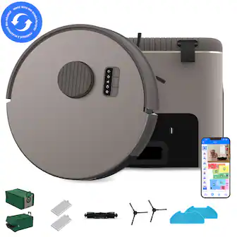 bObsweep - Bio Self-Empty Robot Vacuum & Mop w. 100-Day Dock, Reusable Activated Charcoal Odor Filtration Bags, Made of Bio-Plastic - Riverstone