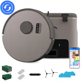 bObsweep - Bio Auto-Empty Robot Vacuum & Mop with 100-Day Dock, Activate Charcoal Odor Filtration, Made of Bio-Based Plastic - Riverstone