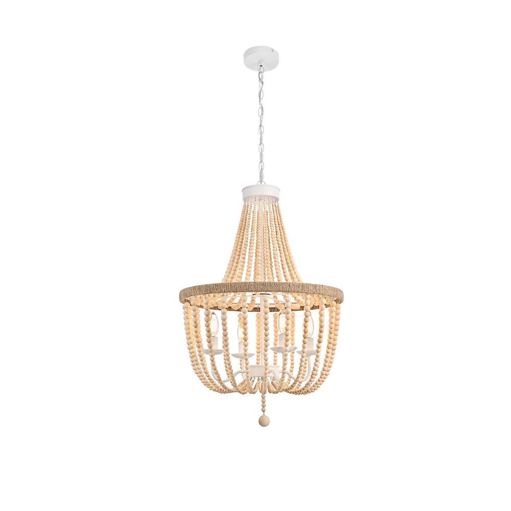 Back. Living District - Jolie 20 Inch Beaded Pendant In Beige - Beige.