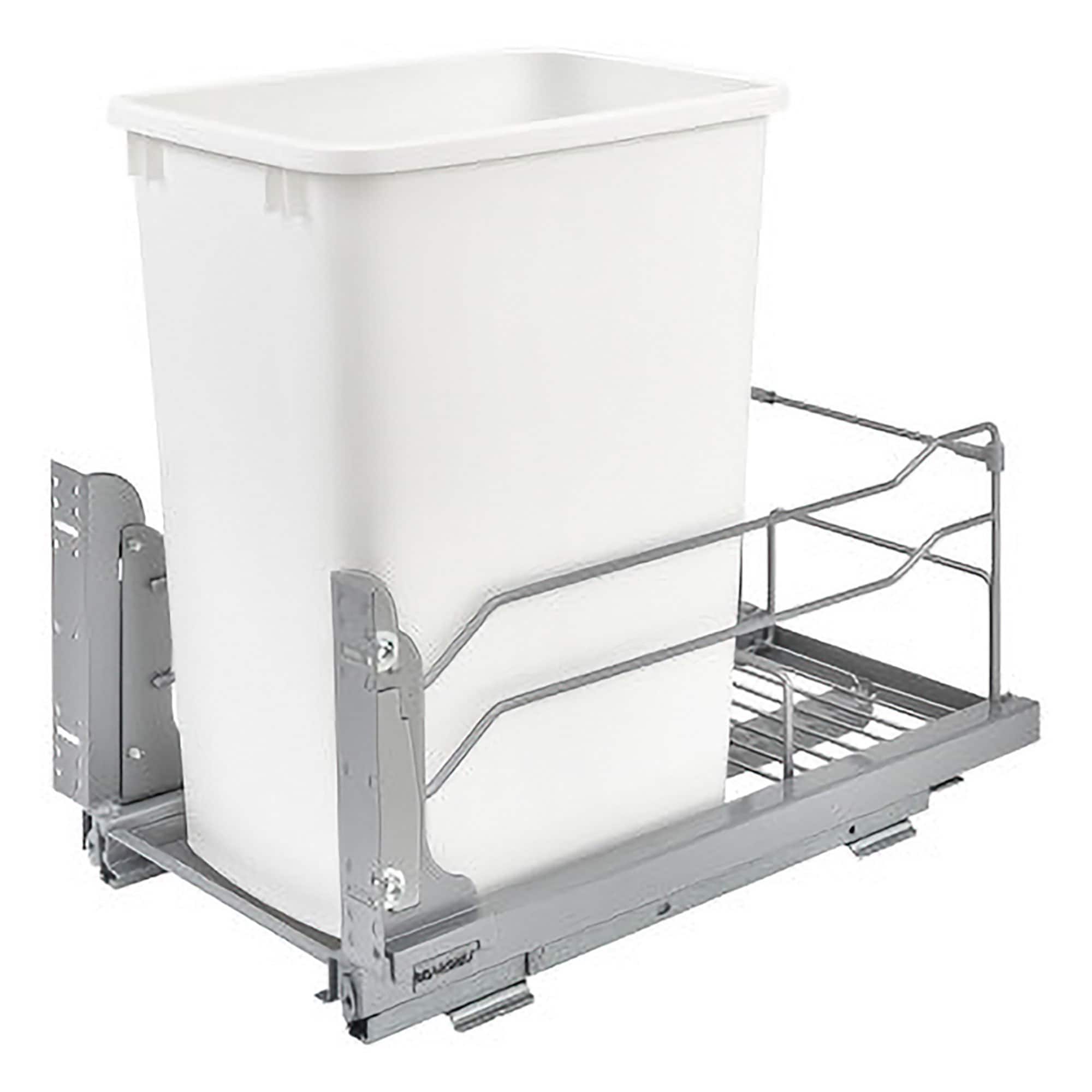 Front. Rev-A-Shelf - Rev-A-Shelf Pullout Kitchen Trash Can 35 qt. with Soft-close, 53WC-1535SCDM-111 - White.