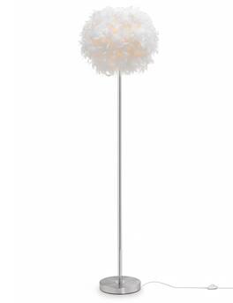 FINEAK - Elegant Feather Floor Lamp - Standing Lamp with In-Line On/Off Switch - White