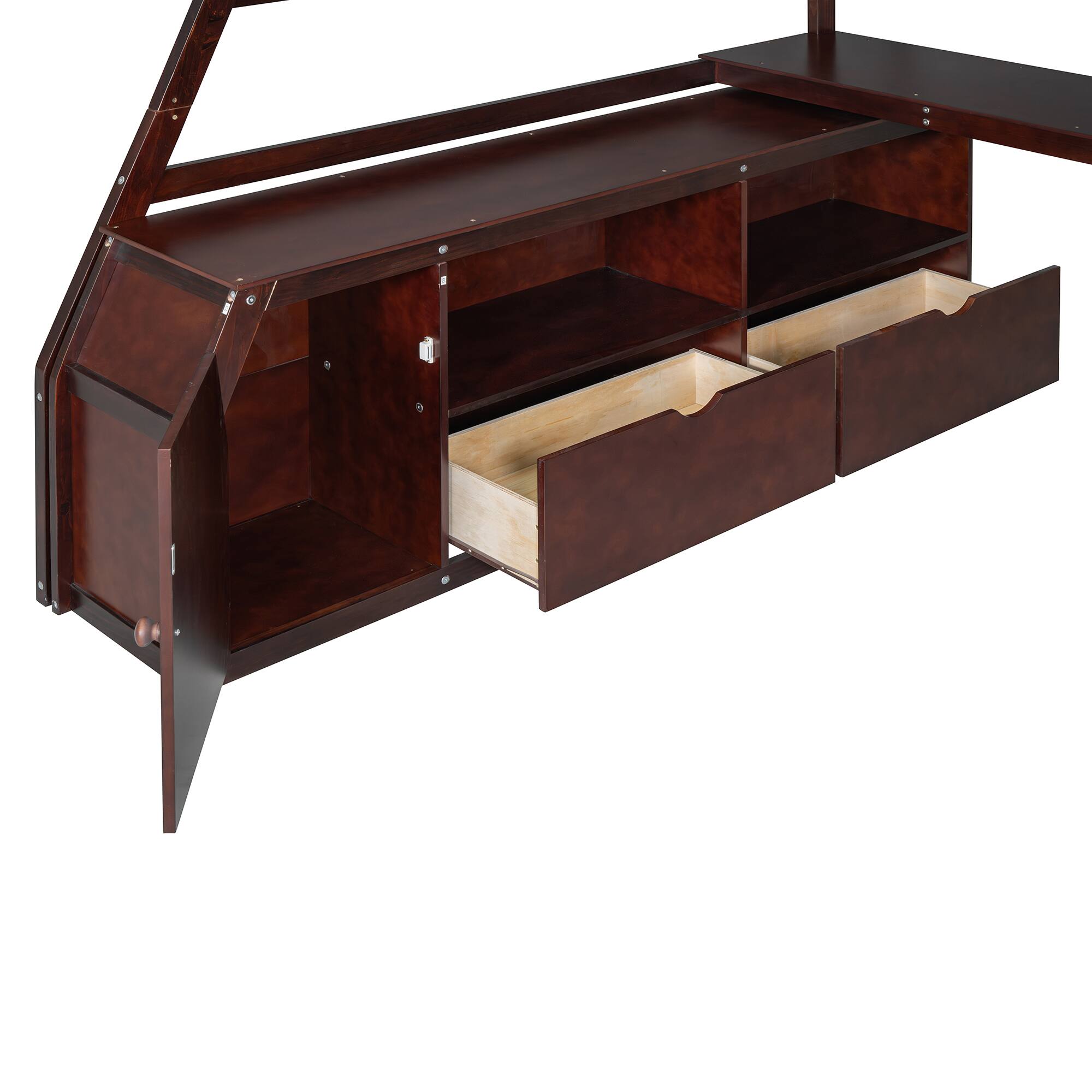 Alt View 10. Tiramisubest - Full Size Loft Bed with 7 Drawers, 2 Shelves & Desk - Sturdy, Fun & Functional - Espresso.