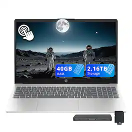 HP - 15.6" FHD Touchscreen Laptop,Intel i5-1334U,40GB RAM,2TB SSD+160GB Docking Station,Intel Graphics,Win 11 - Silver