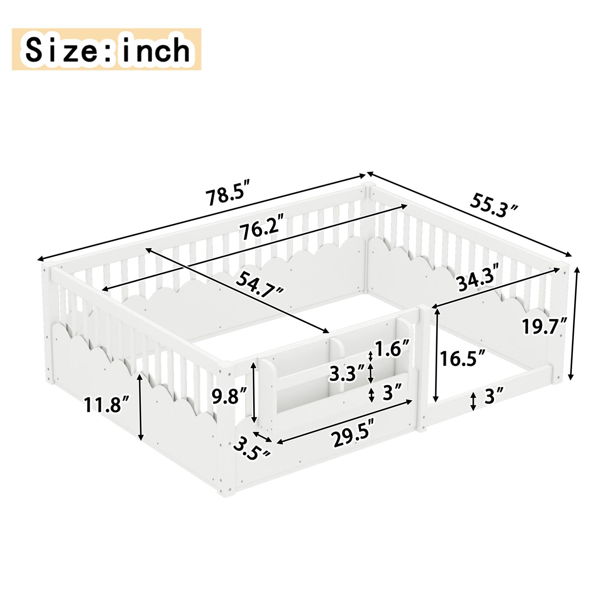 Size: inch  
11.8" 78.5" 76.2" 54.7" 9.8" 3.5" 1.6" 3.3" 3" 29.5" 55.3" 34.3" 19.7" 16.5"