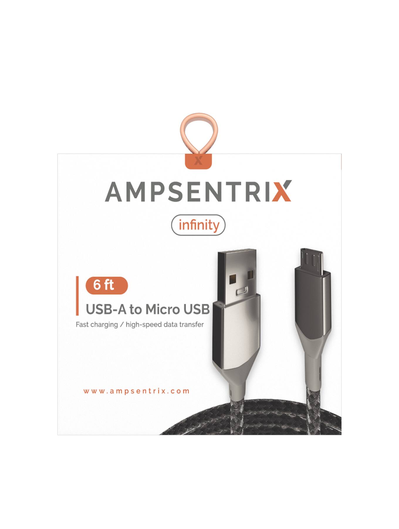 AMPSENTRIX infinity  
6 ft USB-A to Micro USB  
Fast charging / high-speed data transfer  
www.ampsentrix.com