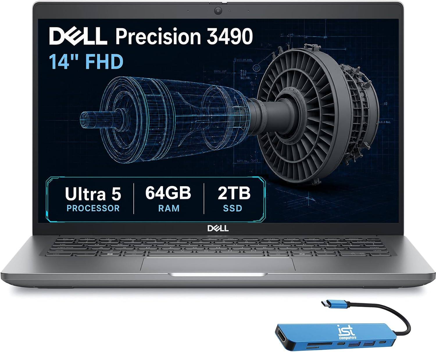 Dell - Upgraded - Precision 3490 14" FHD Mobile Workstation AI PC Laptop - Intel Core Ultra 5 - 64GB RAM - 2TB SSD - Windows 11 Pro - Gray