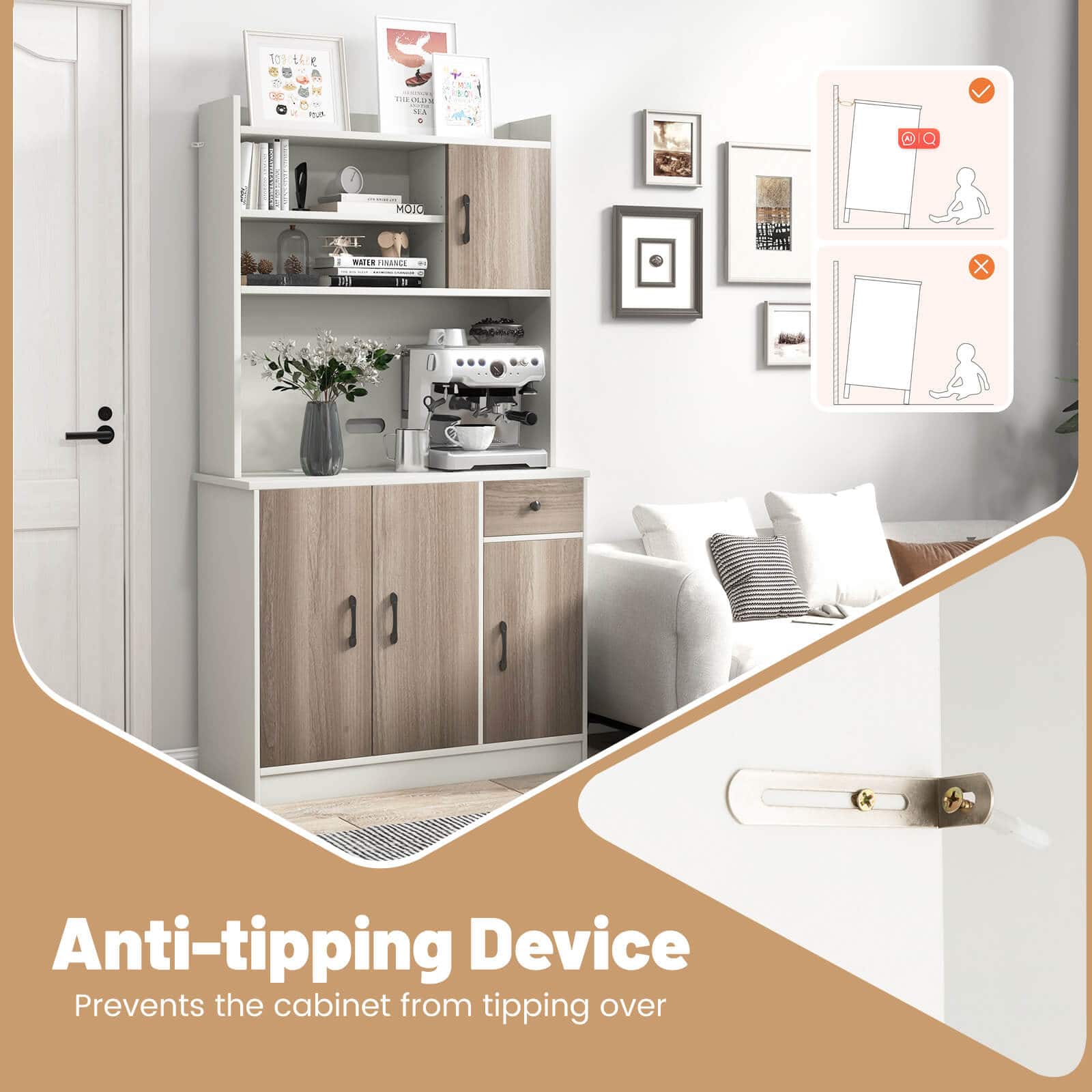 Anti-tipping Device: Prevents the cabinet from tipping over.