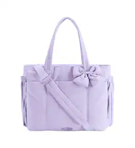 Bagsmart - Crush 23L Tote Bag for Women, Puffer Work Gym Bag, Fits 15.6" Laptop & 40oz Tumbler, Waterproof Pocket & Yoga Mat - Purple