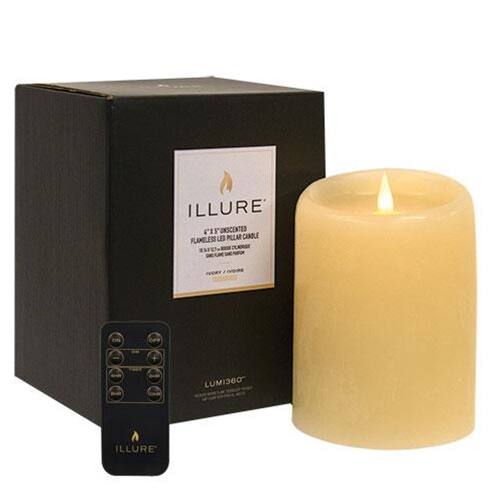 ILLURE  
LUMI360°  
FLYING CANDLE  
FLAMMABLES ET PILLIER CANDLES  
5 UNSCENTED  
LUMI360°