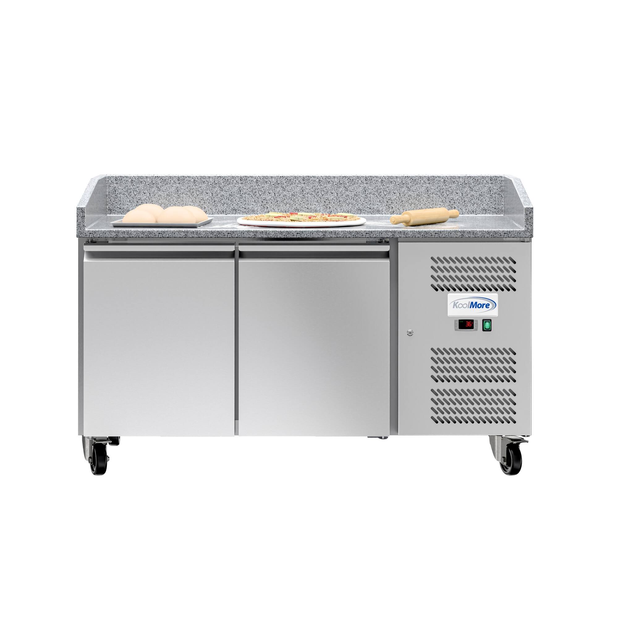 Back. Koolmore - 59 in. Commercial Refrigerated Granite Top Pizza Prep Station in Stainless Steel (KM-RPPS-2D59-GRT) - Stainless-Steel.