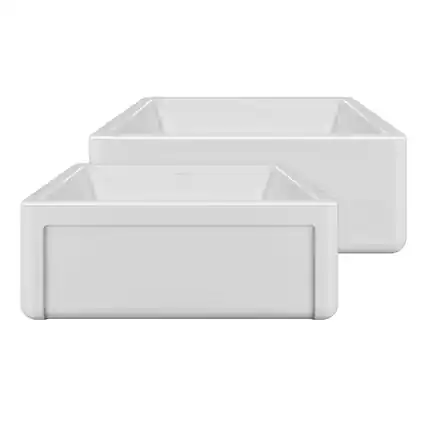Front. Whitehaus - Collection 27" Reversible Single Bowl Fireclay Kitchen Sink - White.