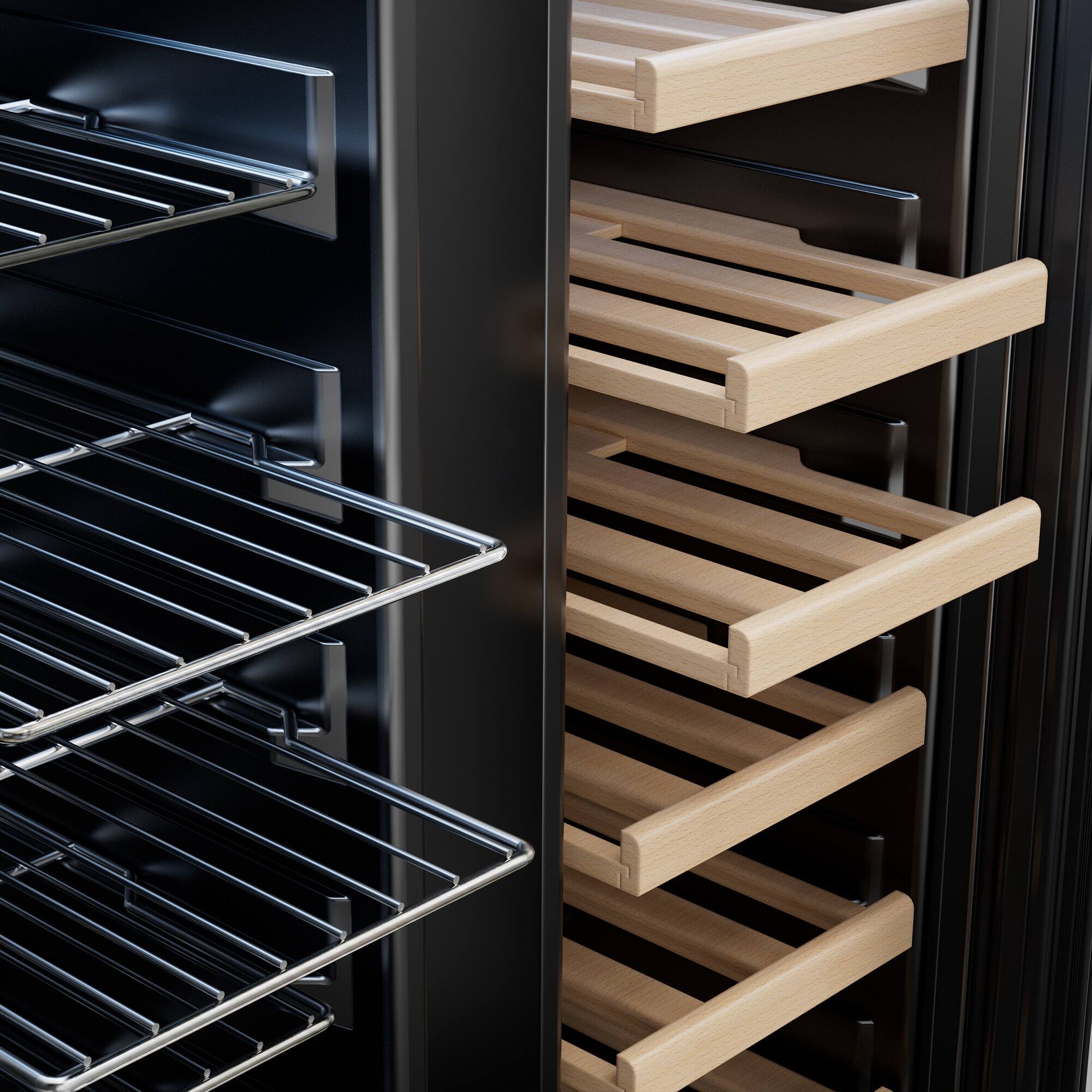 Alt View 1. Empava - 23.4 In. Dual Zone Beverage Center Built-in 61-can & 17-bottle Wine Cooler Fridge - Temp Controls In Black - Black.