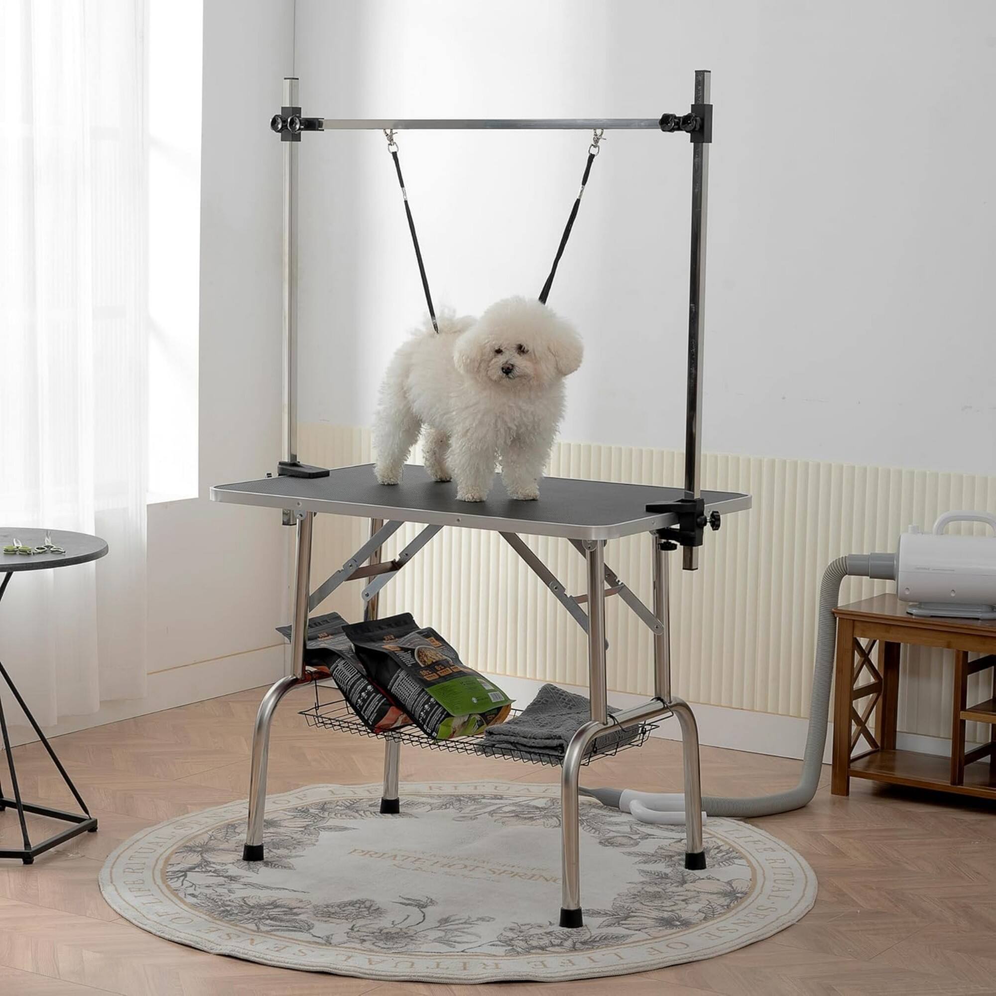 The text in the image reads:

"PROFESSIONAL PET GROOMING TABLE"