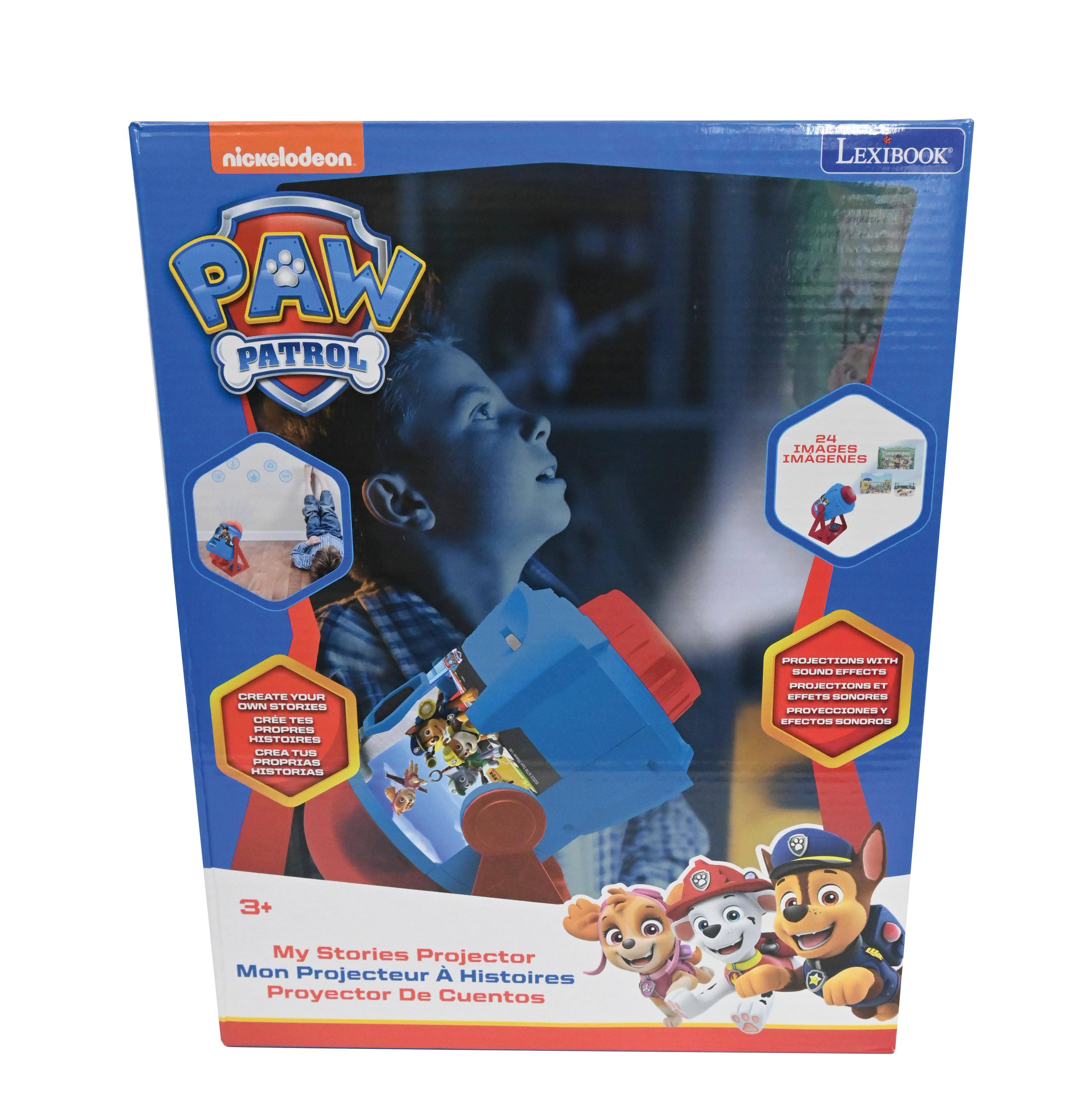 nickelodeon PAW PATROL  
LEXIBOOK  
24 IMAGES IMAGENES  
PROJECTIONS WITH SOUND EFFECTS  
CREATE YOUR OWN STORIES CRE TES PROPRES HISTOIRES CREA TUS PROPIAS HISTORIAS  
PROJECTIONS ET EFFETS SONORES PROYECCIONES Y EFECTOS SONOROS  
3+  
My Stories Projector Mon Projecteur Histoires Proyector De Cuentos