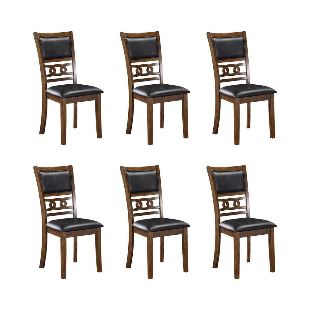 FurniFact - Dining Room Chairs Set of 6 – Solid Wood Dining Table Seating - Brown