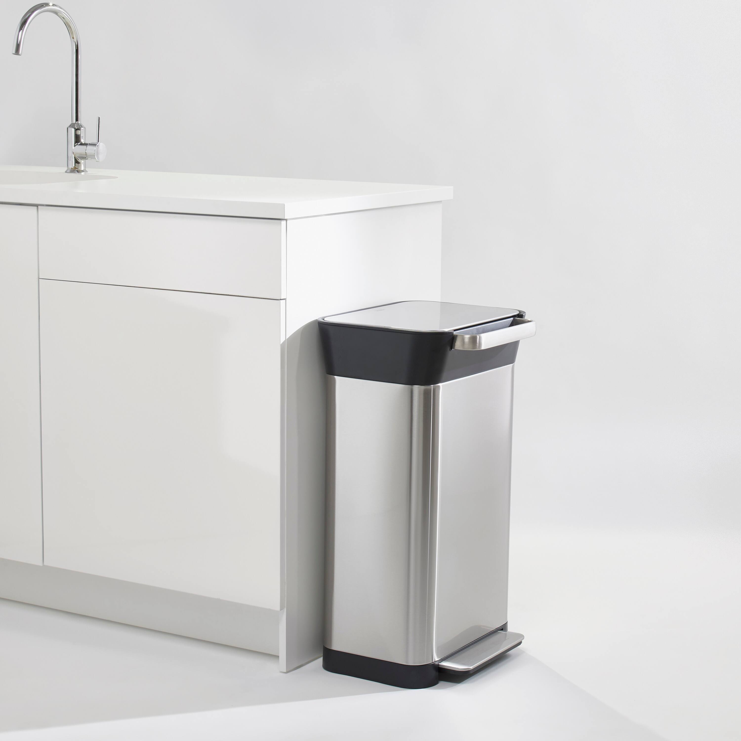 Alt View 1. Joseph Joseph - Titan 30-liter Trash Compactor with Integrated Odor Control - Stainless Steel.